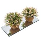 Kit decoração plantas artificiais decorativas com base em espelho vaso vasinho falsa flor conjunto plantartPrem2x