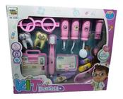Kit Dentista Infantil Brinquedo 14 Peças Educativo Rosa
