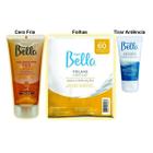 Kit Depilação Cera Fria + Folhas + Creme Azuleno Calmante Depil Bella