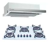 Kit Depurador Embutir 60cm Cooktop 5 Bocas Branco Safanelli