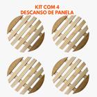Kit Descanso De Panela Quente Liso de Bambu Com 4 Pecas TOP