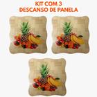 Kit Descanso Panela Quente Estampa de Frutas MDF Com 3 Peças