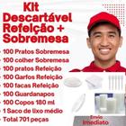 Kit Descartáveis 701 Peças Pratos+Garfos+Facas+Colher+Guardanapos+Copos