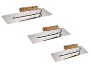 Kit desempenadeira aco inox massa corrida 35x12 30x12 25x12 p.a.g cabo aberto