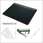 Kit Desenho Técnico Prancheta A4 Preto Esquadro 26Cm Cis170