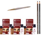 Kit Design Profissional Henna sobrancelha Makiaj 3 Cores + pinça Fina agulha Macrilan + 2 Lápis