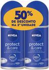 Kit Desodotante Antitranspirante Roll-On Nivea Protect & Care Feminino 48h Sem Álcool 50ml 2 unidades