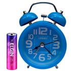 Kit Despertador Relógio Analógico Vintage Som Alto para Alarme e Decoração com Pilha AA Recarregável 2500 mAh