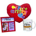 kit dia das mães presente porta retrato grande + coração + caneca lembracinha