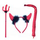 Kit Diabinha Vermelho com Tiara Tridente e Rabo