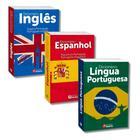 Kit Dicionários: Português + Inglês + Espanhol com Qr-Code - Didático - Estudos
