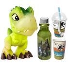 Kit Dinossauro T-Rex Verde Infantil Dinos Baby Pupee com Copos e Garrafinha