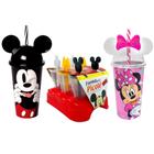 Kit Disney com Copo da Minnie e Mickey com Orelhas e Formas de fazer de Sorvete Picolé