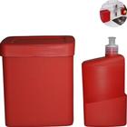 Kit Dispenser Porta Detergente e Lixeira de Plástico Vermelha Utility
