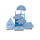 Kit Display de Mesa 6 Peças Festa Chuva de Amor Azul MDF - Juju Brasil