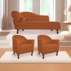 Kit Diva Recamier Diana 160cm Lado Direito e 02 Poltronas Julia Suede - Amarena Móveis
