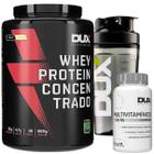 Kit Dux Nutrition: Whey Concentrado 900g + Multivitamínico 90 cáps + Coqueteleira