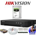 Kit Dvr 8 Canais Hikvision Full Hd 1TB + Cabo + fonte + Conectores para 8 Câmeras