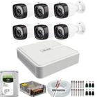 Kit Dvr Hilook 8 Canais H.265 1tb 6 Câmeras de Segurança Hd 20m c/ Proteção chuva e sol