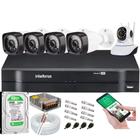 Kit Dvr Intelbras 4 Canais H.265 500GB 4 Câmeras Hd 20 Metros+1 Câmeras IP c/Audio