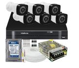 Kit DVR Intelbras 8 canais H.265 Hd 250Gb 6 câmeras Full HD 1080p 20m