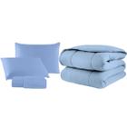 Kit Edredom Casal King 04 Pçs Malha 100% Algodão Dupla Face Liso