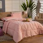 Kit Edredom CASAL PADRÃO 03 Peças Liso Florença Guipir Dupla Face com Fronhas - Tecido Percal Algodão 200 Fios Macio Conjunto Jogo Cama Cobertor Renda