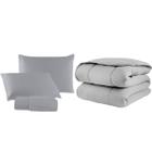 Kit Edredom Casal Queen 04 Pçs Malha 100% Algodão Dupla Face Liso