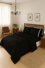 Kit Edredom Casal Queen Dupla Face 06 Peças Com Jogo de Cama Lençol com Elastico Fronhas Porta Travesseiro com Babado Leze