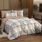 Kit Edredom Estampado QUEEN 03 Peças Ravena Caqui com Fronhas - Tecido Dupla Face Percal Algodão 200 Fios Cobertor Macio Jogo Conjunto Roupa Cama