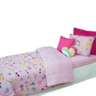 Kit Edredom Joy Solteiro 4 Peças Rosa Infantil Estampado - Lux Enxovais