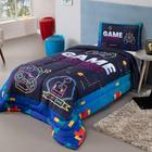 Edredom de jogos para meninos e adolescentes jogo de cama completo,  conjunto de edredom gamer infantil jogo decoração de quarto, luzes neon  gamepad edredom inserção hexagonal reversível edredom com 2 fronhas, roxo