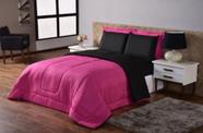 Kit Edredom Ternura Casal Queen 6 Peças Dupla Face - Pink e Preto - JR DECORAÇÕES