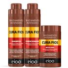 Kit Eico Cura Fios Shampoo Sem Sal e Condicionador Leave-in 800ml + Máscara Tratamento Creme Hidratação 1kg Fortalecimento Crescimento Capilar