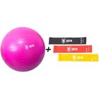 Kit Elastico Exercicios + Bola Pilates 75 Cm Odin Fit Rosa