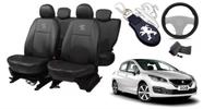 Kit Elegância Premium: Capas de Couro para Bancos Peugeot 308 2013-2020 + Capa de Volante + Chaveiro