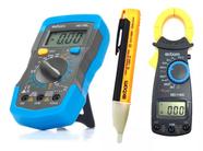 Kit Eletrecista c/ Multímetro Amperimetro e Caneta Testadora de Tensão