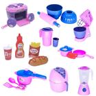 Kit Eletro Brinquedo Menina Cozinha Panela Lanche 22 Peças