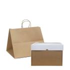 Kit Embalagem para Bolo - Caixa com visor 28x 28x 19,5 + Sacola de Papel Kraft