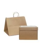 Kit Embalagem para Bolo - Caixa com visor 28x 28x 19,5 + Sacola de Papel Kraft - MF