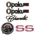 Kit emblema opala ss tampa de tanque 1975 até 1979 manuscrito bandeirinha letra s - 6 pçs