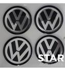 Kit Emblema Resina Adesivo Volkswagen Calota Roda 60Mm Preto - Tf Calotas