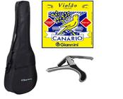 Kit encordoamento violão nylon giannini canário tensão média capa para violão capotraste para violão guitarra ukulele