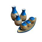 Kit Enfeite Decorativo Cerâmica Trio de Vasos Centro de Mesa Sala Rack - Bojudinha