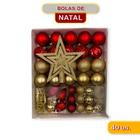 Kit Enfeites Natal Bolas Estrela Dourado E Vermelho Completo