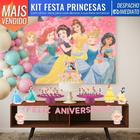 Kit Enfeites Painel Adesivo Princesas Disney Decoração Festa Aniversário Temática Glitter