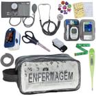 Kit Enfermagem Aparelho de Pressão Estetoscópio Aneroide Medidor Glicemia Completo Transparente Enfermagem Premium