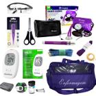 Kit Enfermagem Esfigmomanômetro Estetoscópio Roxo Completo