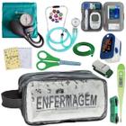 Kit Enfermagem Estetoscopio Multi Aparelho de Pressao Manual Completo Necessaire Transparente Estagio Incoterm