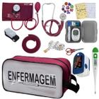 Kit Enfermagem Estetoscopio Multi Aparelho de Pressao Manual Completo Necessaire Transparente Estagio Premium